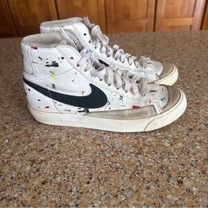 Nike Blazer Mid ‘77 Paint Splatter Shoes Kid’s 4.5 Swoosh Logo Sneakers
